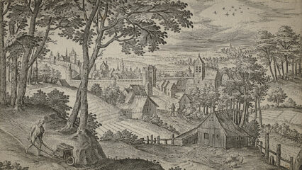 Estampe montrant une vue de Saint-Gilles, de la porte de Hal et du côté sud de Bruxelles (1575).