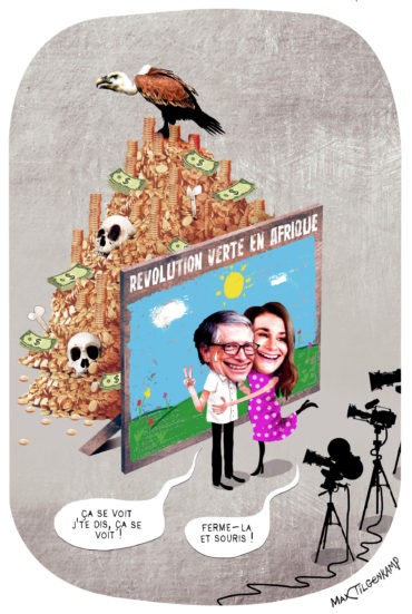 La Bill & Melinda Gates Foundation en Afrique. Un dessin de Max Tilgenkamp.